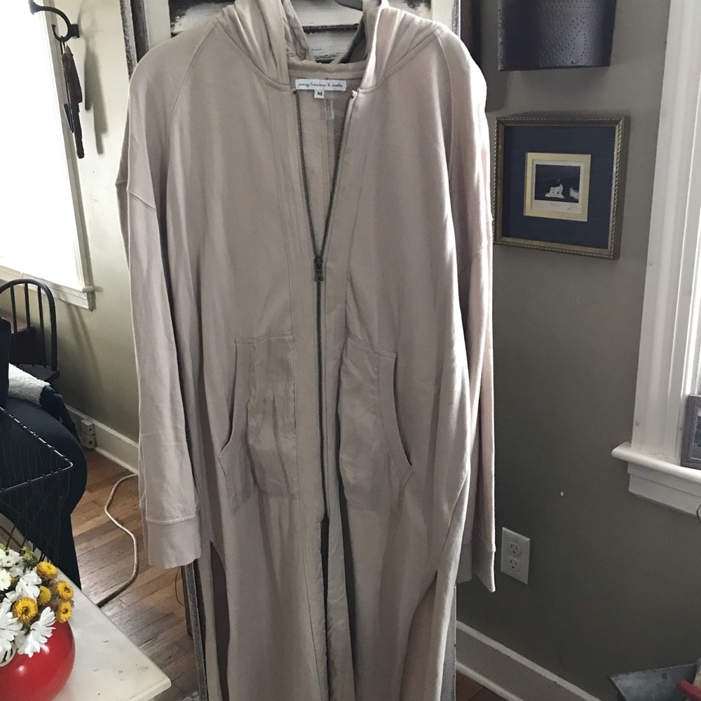 Tan Hooded Long Sweatshirt/Jacket